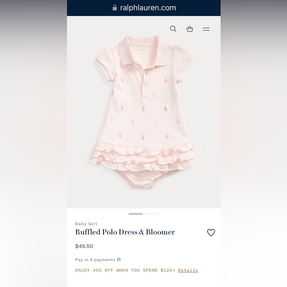 NWT Ralph Lauren Baby Girl 
Ruffled Polo Dress & Bloomer